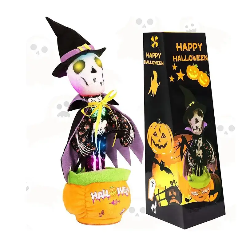 Halloween Skull Toy, Halloween Decorations Volume Adjustment Talking Mimicking Toy Dancing Singing Repeats What You Say