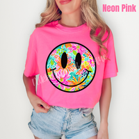 Watercolor Flowers Happy Face Comfort Colors T-Shirt 'NLB'