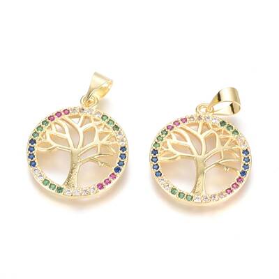 Brass Micro Pave Cubic Zirconia Pendants