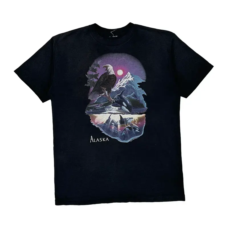 Alaska Unbranded Graphic T-Shirt - XL Black Cotton