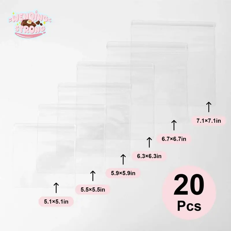 Taba Squishy Squishies - 20 Pcs Reusable Bags - No Warranty - Assorted Sizes 5.1x5.1in to 7.1x7.1in