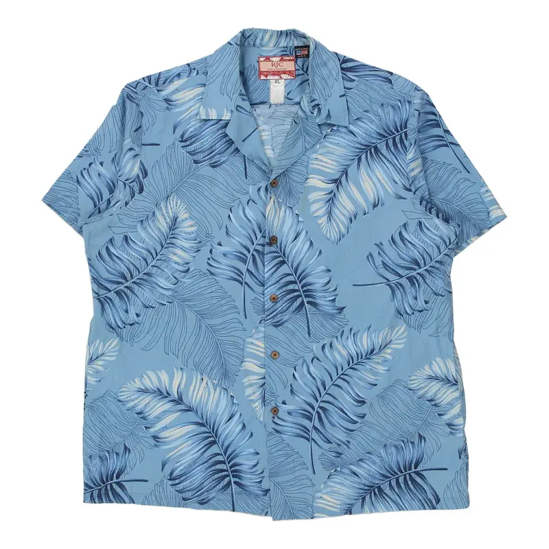 Rjc Floral Hawaiian Shirt - XL Blue Polyester Blend