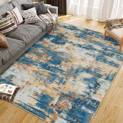 Garvee Area Rug Washable Non-Shedding Abstract Soft Non-Slip Rug for Living Room Dining Room Indoor Playroom 8x10Ft Golden Bl...