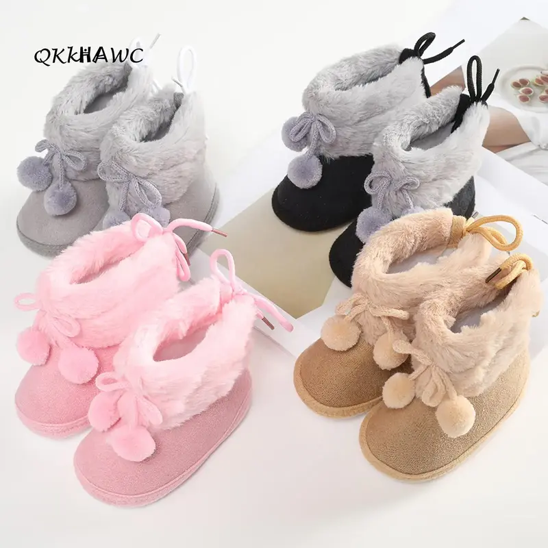 Toddler Baby Girls Boots Winter Warm Soft Sole Fluffy Cute Non Slip Shoes for Newborn Infant