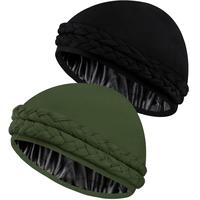 1pack/2pack Silk Satin Lined Halo Turban Head Wrap Set - Pre-Tied Skull Caps for Men and Women - Soft Sleeping Bonnets - Hair...