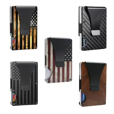 2025 New RFID Blocking Minimalist Slim Card Holder, Men's Business Holder Pocket Cash Credit Slim Wallet, American Flag Artcr...