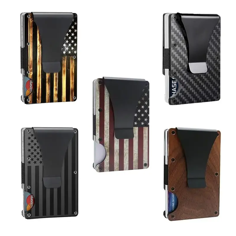 2025 New RFID Blocking Minimalist Slim Card Holder, Men's Business Holder Pocket Cash Credit Slim Wallet, American Flag Artcr...