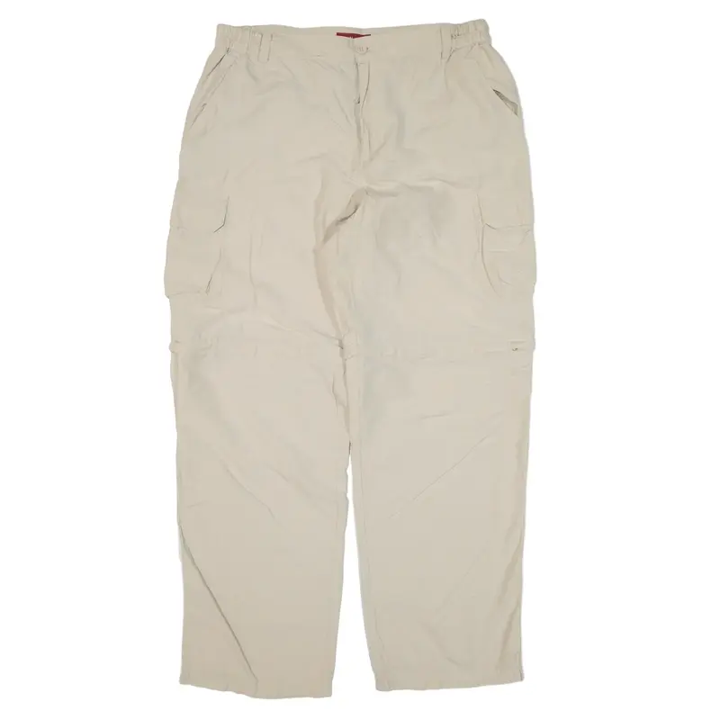 CASUAL Cargo Zip-off Legs Trousers Beige Loose Straight Womens W34 L32