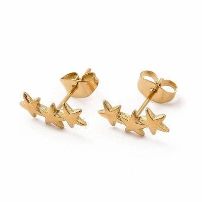 304 Stainless Steel Star Stud Earrings for Women