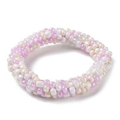 Crochet Glass Beads Braided Stretch Bracelet