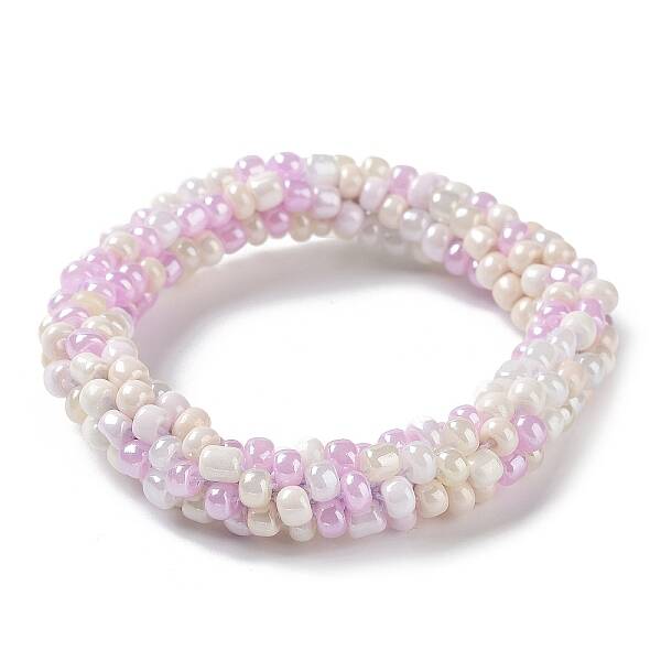 Crochet Glass Beads Braided Stretch Bracelet