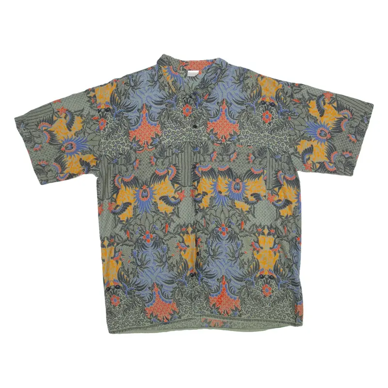 Mens Shirt Green Crazy Pattern XL