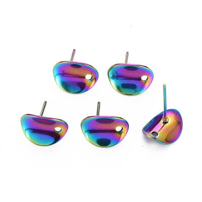 Rainbow Color 304 Stainless Steel Stud Earring Findings