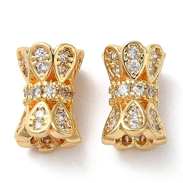 Brass Micro Pave Cubic Zirconia Beads