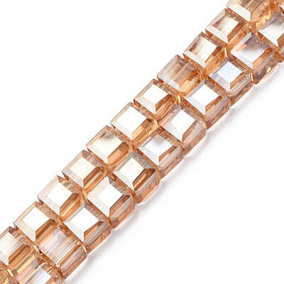 Electroplate Transparent Glass Beads Strands