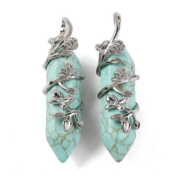 Synthetic Turquoise Double Terminal Pointed Pendants