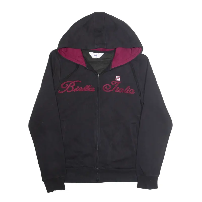 FILA Bella Italia Hoodie Black Full Zip Girls XL