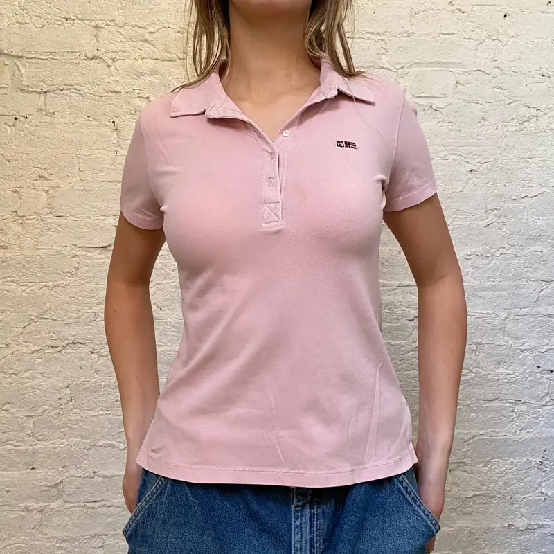 Roots Napapijri Polo Shirt - Large Pink Cotton