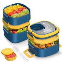 3 Layers Stackable Bento Box Lunch Box,1.84L (62oz)  Leak-Proof Kitchen Item Lunch Container,Daily Gift Microwave Safe Snack ...