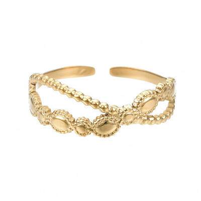 304 Stainless Steel Criss Cross Open Cuff Ring
