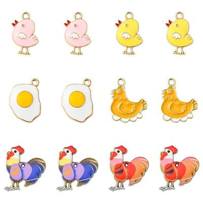 12pcs 6 styles Alloy Enamel Pendants