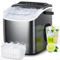 COWSAR Bullet Ice Maker Countertop with Self-Cleaning, Staninless Steel or ABS Plastic, 26.5lbs/24Hrs, 6 Mins/9 Pcs Bullet Ic...