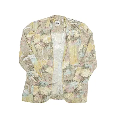 LESLIE FAY Jacket Gold 90s Floral Long Sleeve Womens S