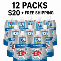 ICEE Slush 12-Pack Frozen Fruit Drink Pouches (6oz Each) – Blue Raspberry – Just Freeze & Squeeze for Instant Slushy! No ...