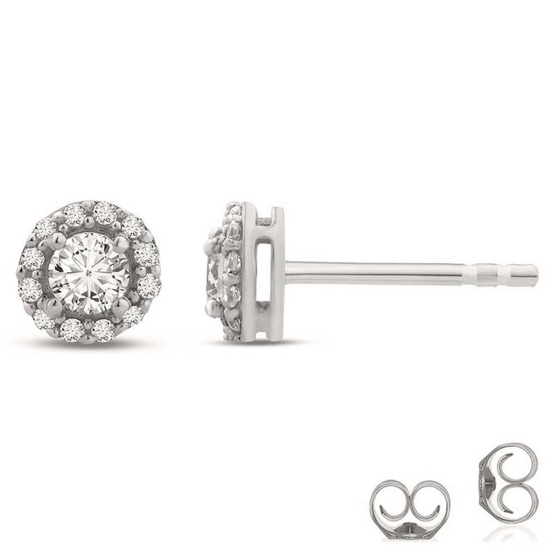 Lab Grown Halo Diamond Stud Earrings | 14K White Gold 1/2 ct. tw.