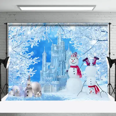 Aperturee Winter Frozen World Snowman Merry Christmas Backdrop - Aperturee