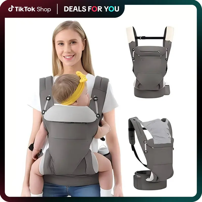 【Dealsforyoudays】Baby Carrier, Ergonomic for Newborn to Toddler with Adjustable Waistband, Multifunctional Pocket, All Ca...