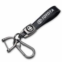 Genuine Leather Universal Car Keychain with Laser Engraved Brand Logos – Compatible for TOYOTA Camry | Durable Fade-Resista...