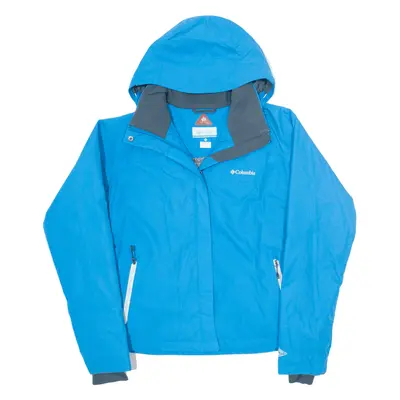 COLUMBIA Insulated Rain Jacket Blue Nylon Geometric Womens L