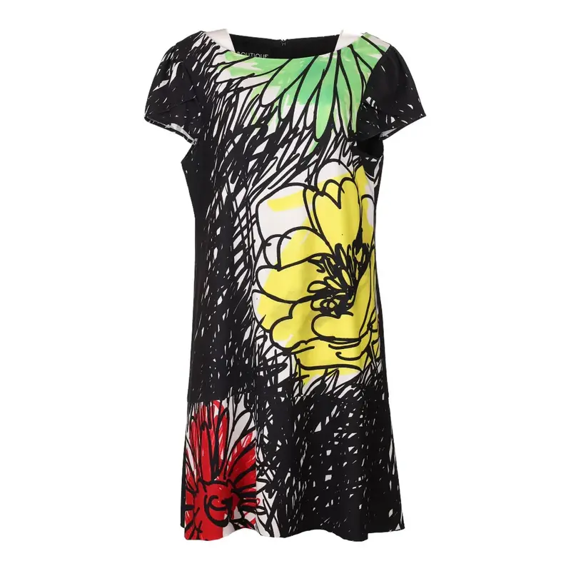 Boutique Moschino Floral Mini Dress - Medium Multicoloured Polyester Blend