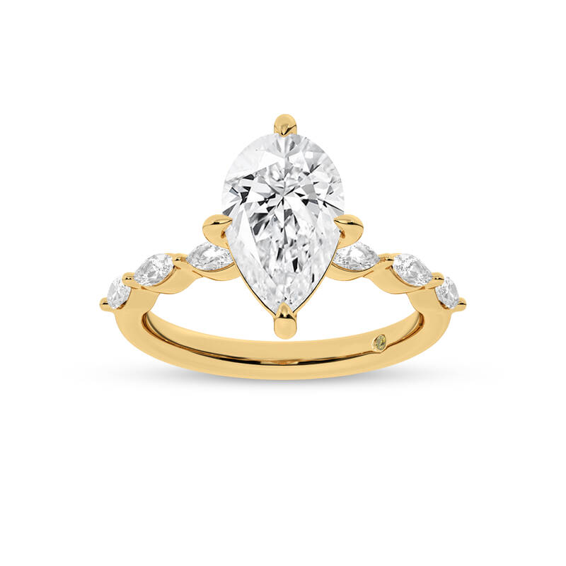 Cabo Pear Shape Lab Grown Diamond Engagement Ring | 18K Yellow Gold 4 5/8 CT. TW.