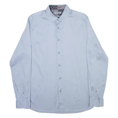 TED BAKER Mens Plain Shirt Blue Long Sleeve M