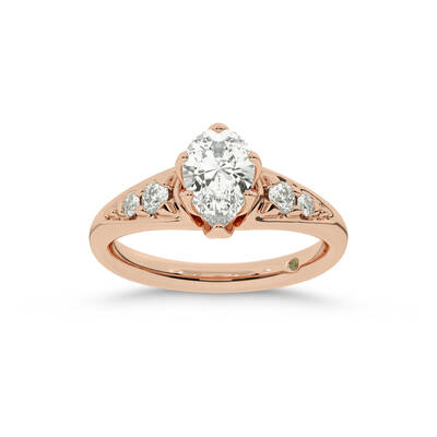 Lyon Tapered Pavé Pear Shape Lab Grown Diamond Engagement Ring | 18K Rose Gold 2 1/4 CT. TW.