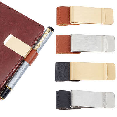 4Pcs 4 Colors Alloy with PU Leather Pen Clip