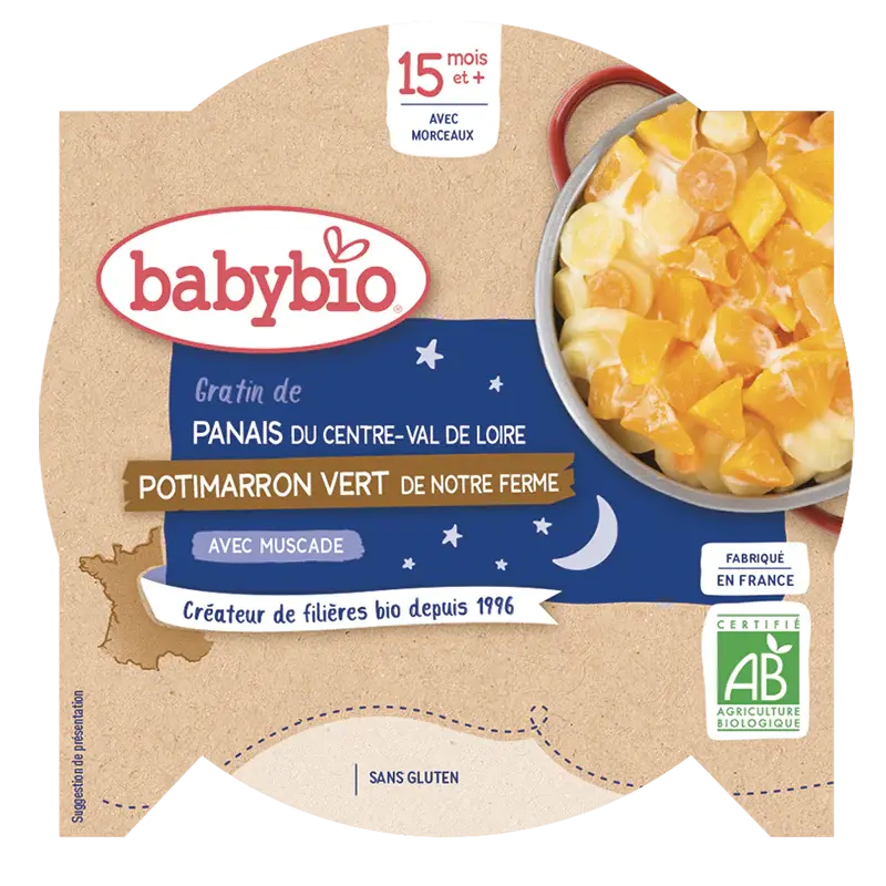Babybio Dinner Plate - 15 months and more - Pasta, Green Pumpkin - ORGANIC 260 g