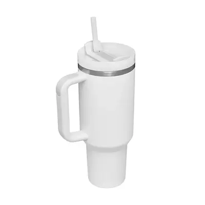 40 Oz Tumbler With Handle Straw Insulated, Stainless Steel Spill Proof Vacuum Coffee Cup Tumbler With Lid Tapered Mug Gifts F...