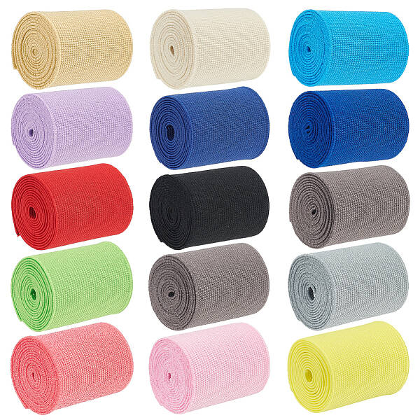 15M 15 Colors Polyester Flat Elastic Rubber Band