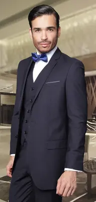 Mens Wool Blend Suit 3Piece Set  Solid Colors Statement