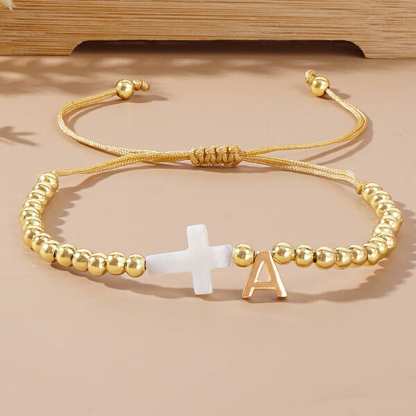 Brass Round Bead Braided Bead Bracelets