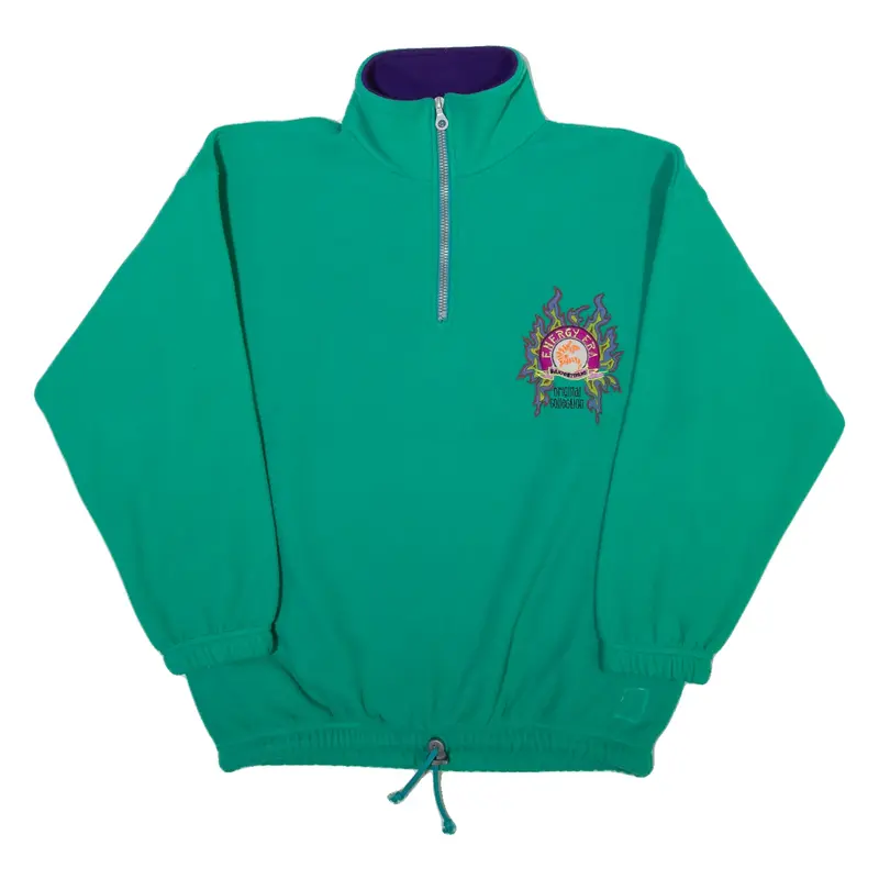 SANTOSTEFANO Energy Era Mens Fleece Green 1/4 Zip 90s Tight Knit M
