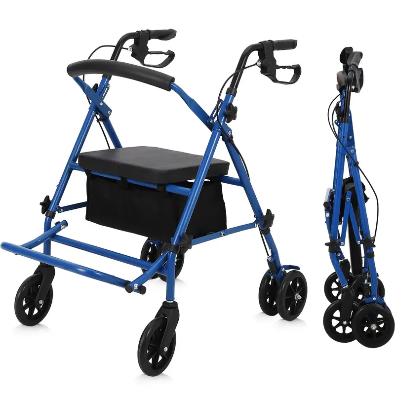 Garvee 2-in-1 Rollator Walker & Transport Wheelchair | 300lbs Capacity | Adjustable Height Mobility Aid for Seniors with Padd...