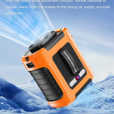 Portable Waist Fan, 5 Speeds 20000RPM Strong Airflow, 10000mAh Battery Powered, with Display, Flashlight, Hands-Free Hanging ...