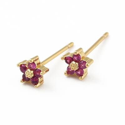 Cubic Zirconia Flower Stud Earrings