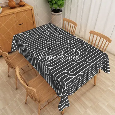 Aperturee Black And White Modern Stripes Rectangle Tablecloth, 52 x 70 inch, 30.82 USD, rectangle tablecloths, ZJY04982-A