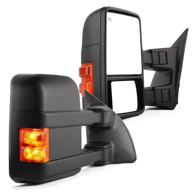 YITAMOTOR® 99-07 Ford F250 F350 F450 F550 Super Duty Extendable Tow Mirrors Powered Heated with Turn Signal