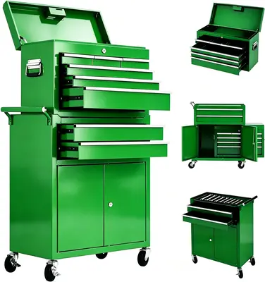 Garvee 8-Drawer Rolling Tool Chest 2-in-1 High Capacity Tool Storage with Locking System and Wheels for Garage Workshop, 24.3...